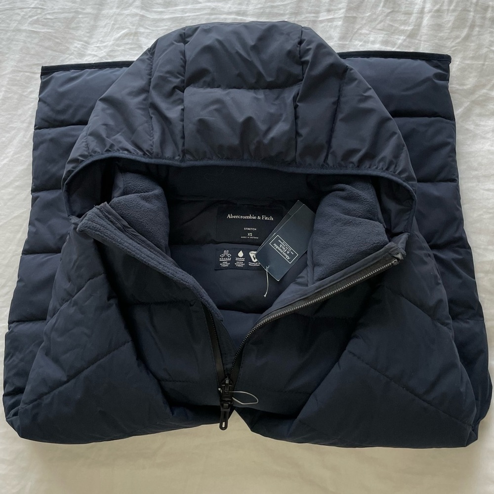 Abercrombie & Fitch Mens Navy Puffer Coat Size XS